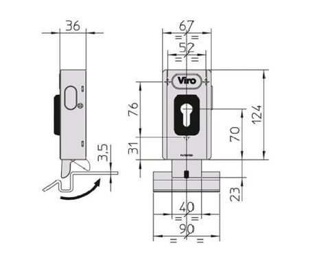 Electro cerradura suelo VIRO V06 sin cilindro 2