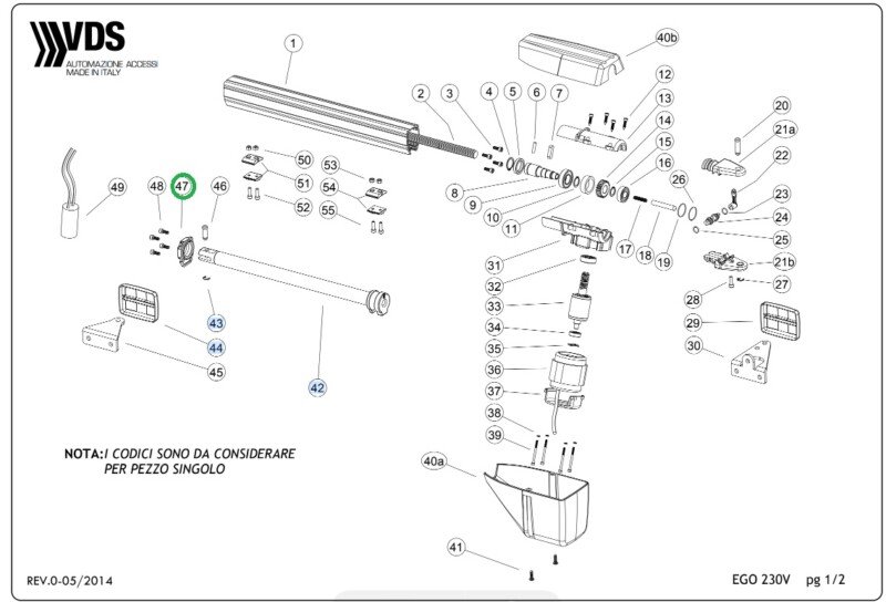 Culata delantera motor batiente VDS LINEAR, EGO, PM1 SC - repuesto despiece